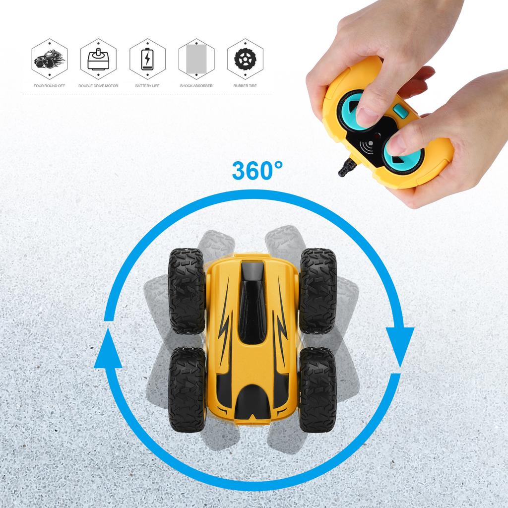 Stunt 2.4G High Speed TwoSided 360 Degree Rotate Wireless RC Car Fourwheel Drive(yellow )