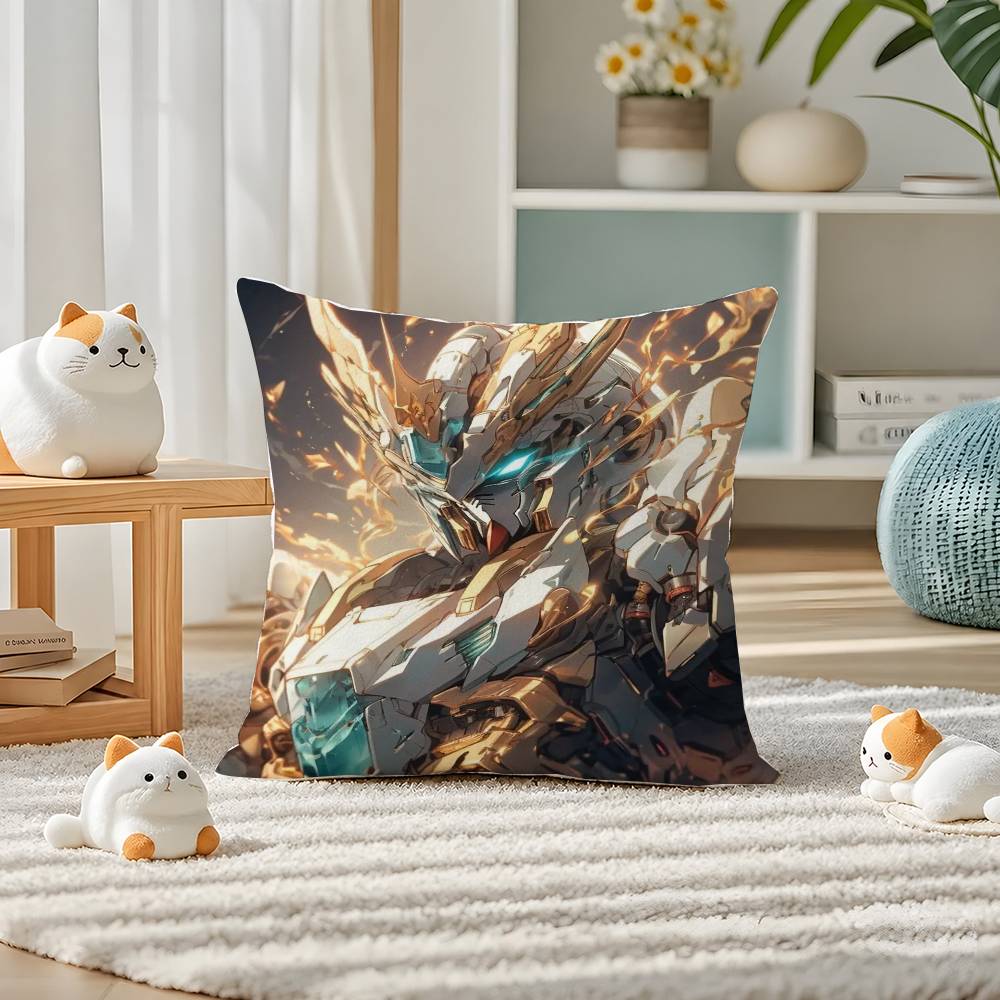 Mobile Suit Gundam Gundam Kyrios Anime Plush Pillow Cover Soft Short Plush Cushion Cover For Sofa Bedroom Home Decor Gift