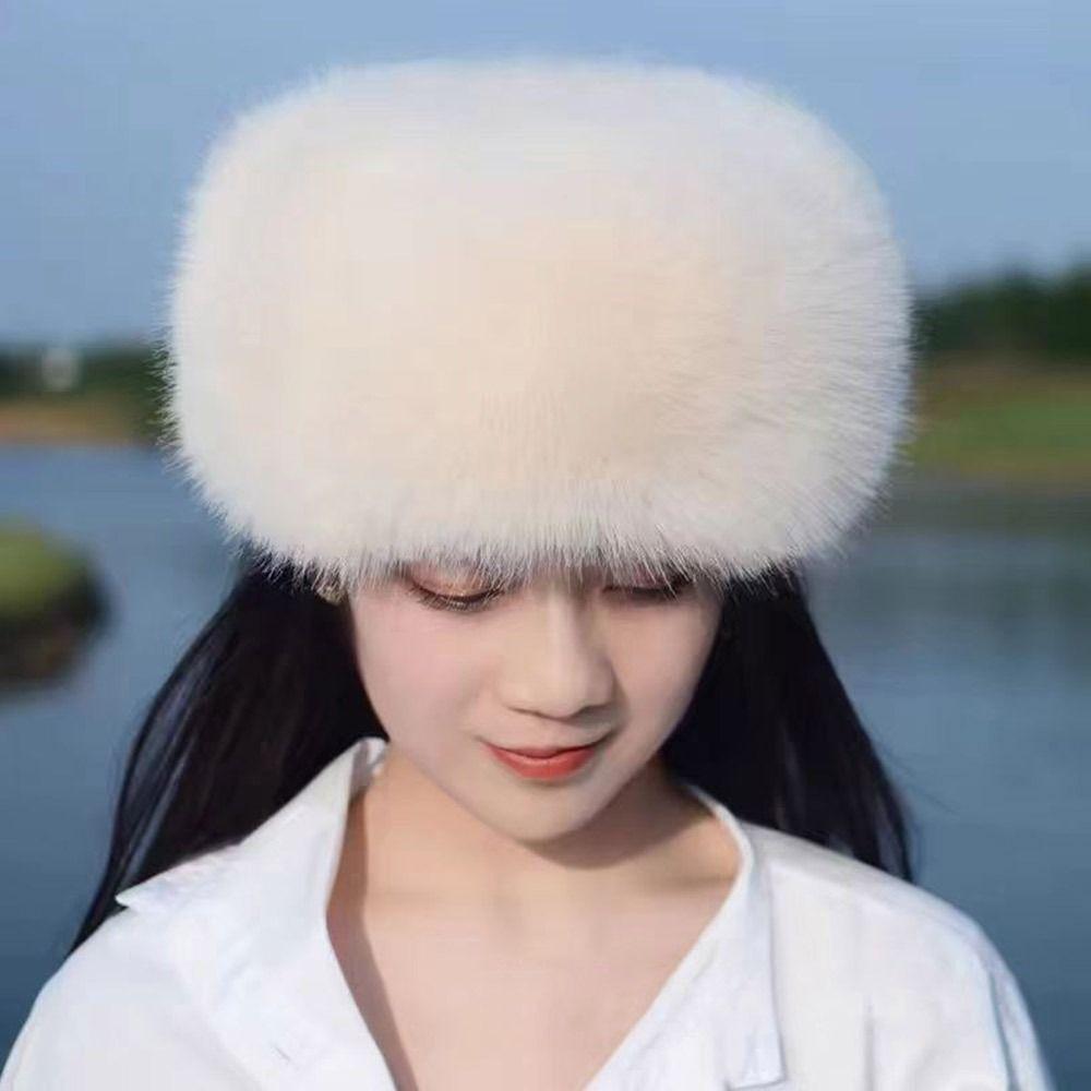 Warm Fisherman Cap Ear Protection Basin Sun Cap Outdoor Plush Bucket Hat  for Women