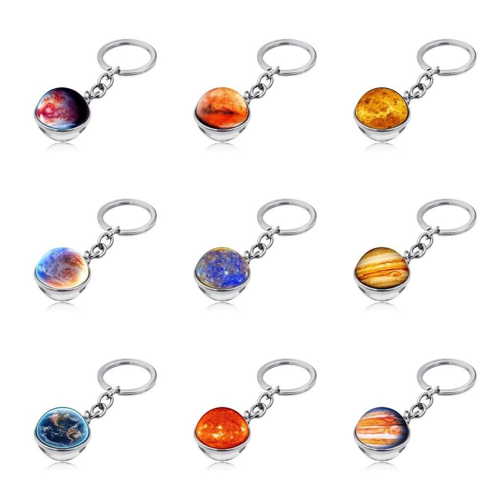 Elegant Zinc Alloy Universe Galaxy Planet Double-sided Glass Ball Keychain
