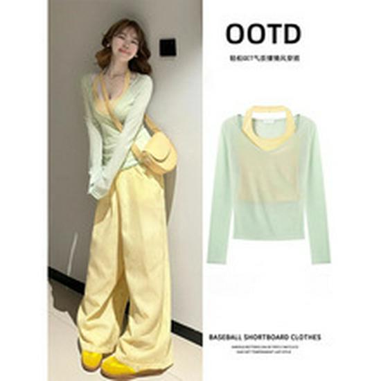 Women's Summer Loose-Fit Cotton T-Shirt with Irregular Slit and Slimming Design