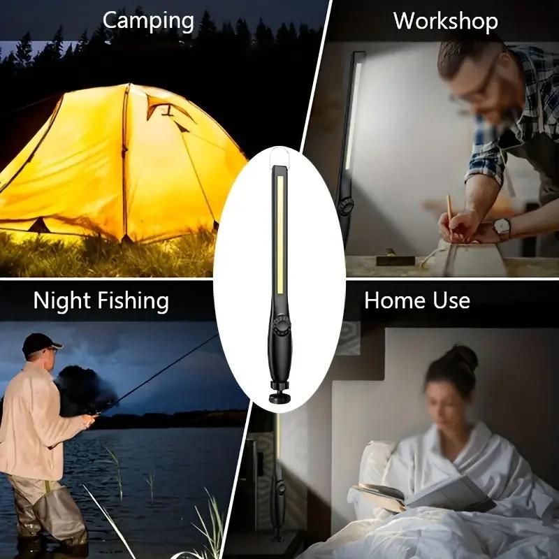 COB Flashlight Magnetic Work Light USB Rechargeable Torch Hook Portable Lantern Inspection Light Camping Car Repair Lamp