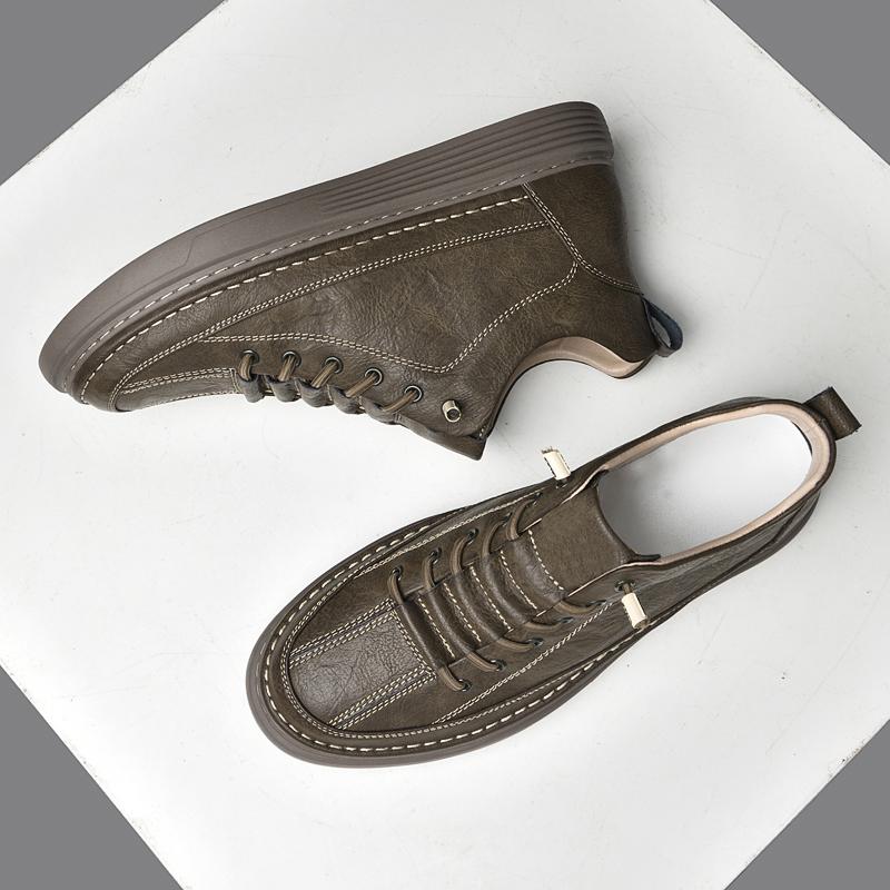 מותג אופנה נעלי אוקספורד לגברים עמידות בשחיקה סוליה עבה נעלי עבודה נעלי עור אמיתי לגברים נעליים עסקיות קז'ואל