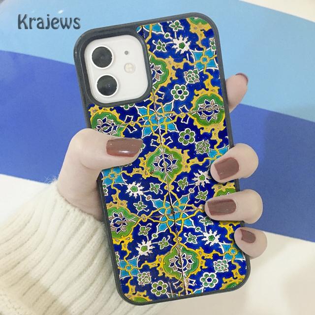 Krajews Ancient Floral Tiles Soft Phone Case Cover For iPhone 17 Air 16 15 14 plus 11 12 13 pro max coque Shell Fundas