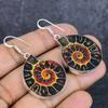 Natural Ammonite Fossil Gemstone Handmade 925 Sterling Silver Earring 1.97" ETC-13950