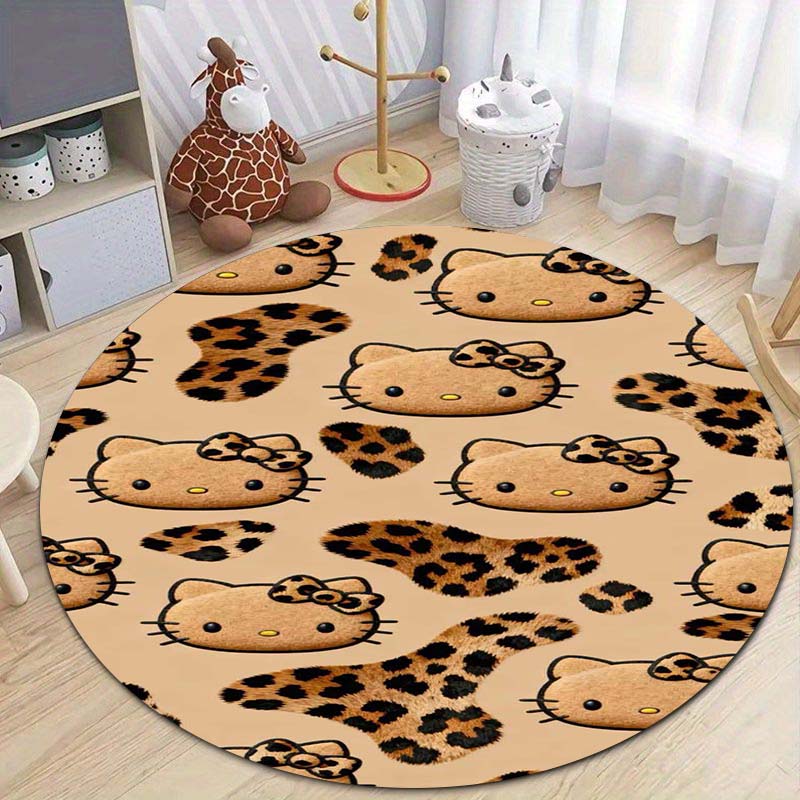

The new 2026 Hello Kitty cartoon round rug is suitable for children s living rooms, camping, picnics, and flannel non-slip yoga 80cm