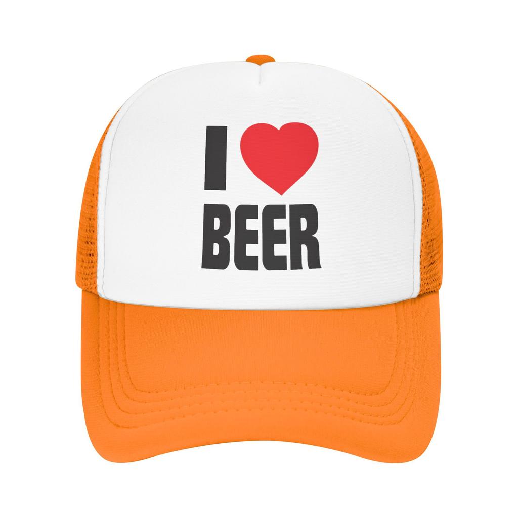 I Love Beer Trucker Hat Breathable Mesh Baseball Cap Casual Adjustable Summer Unisex Adult Headwear