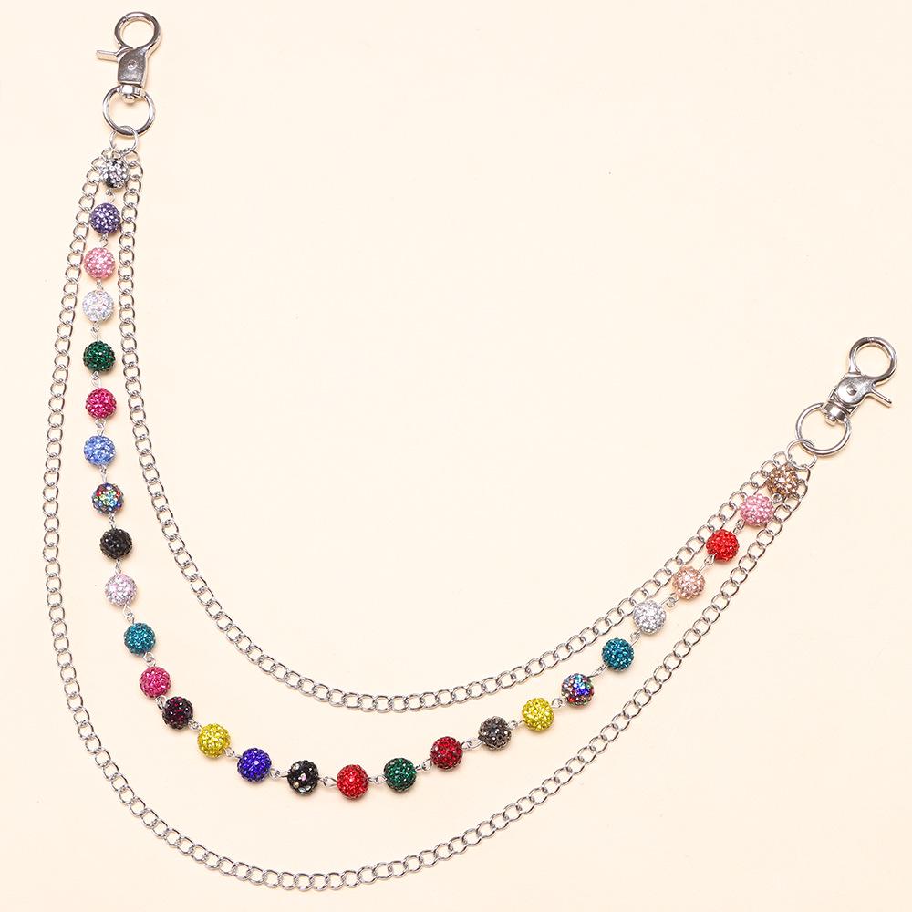 Unisex High-End Cowboy Style Colorful Crystal Rhinestone Pants Chain