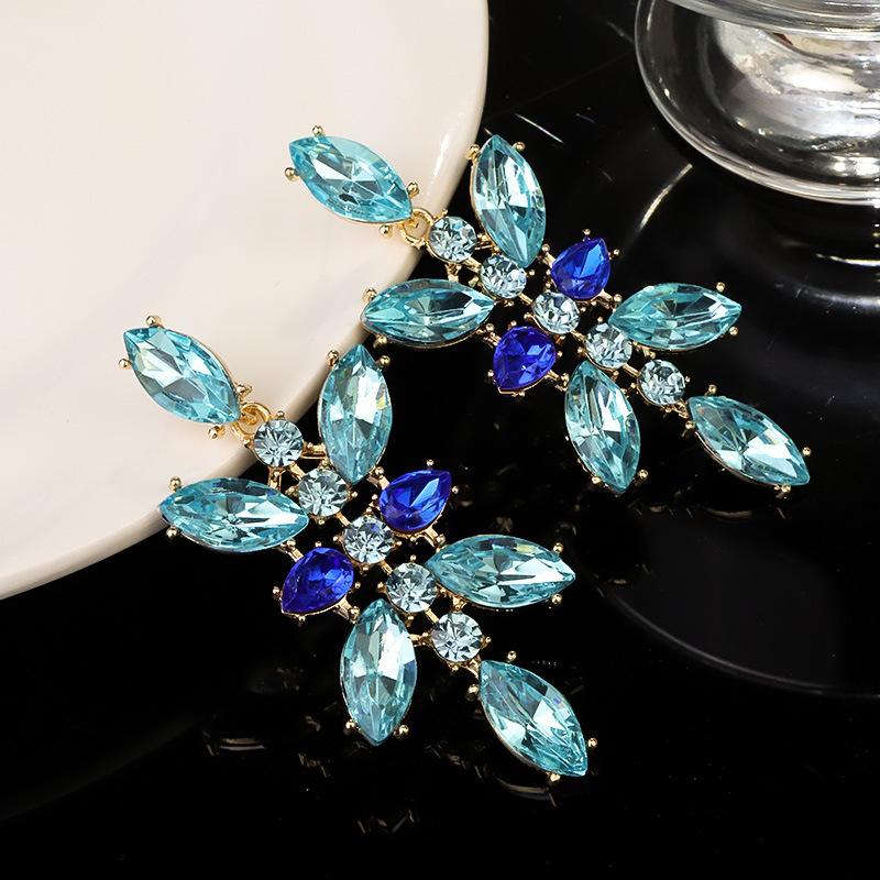 Boucles d'oreilles pendantes Zircon Fleur Colorée pour Femmes, Boucles d'oreilles pendantes Statement pour Fête & Usage Quotidien