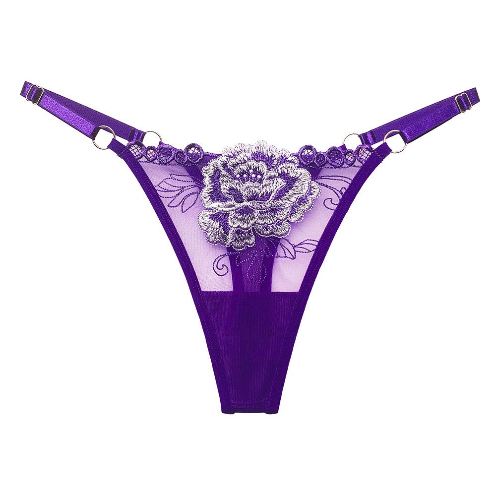 Mature Style Women's Breathable Mesh Low-Rise Adjustable Thong