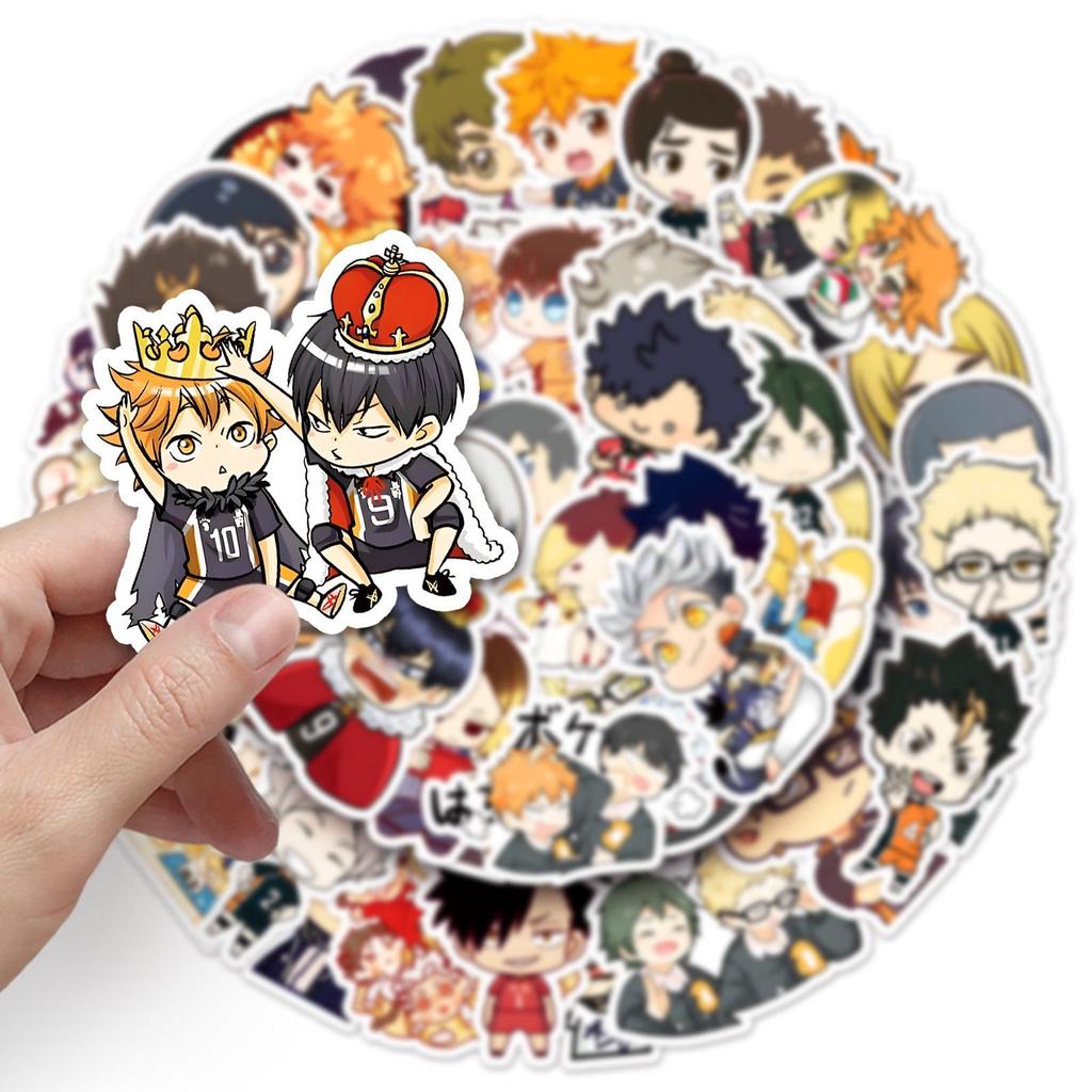 51-Piece Haikyuu!! Chibi Stickers Set: Kageyama, Notebook, Planner, Anime Manga Stationery