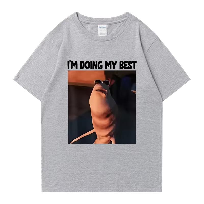 Funny I'm Doing My Best The Worm Meme Oversized T-shirt Men Women 100% Cotton Short Sleeve T-shirts Unisex Crew Neck Tops