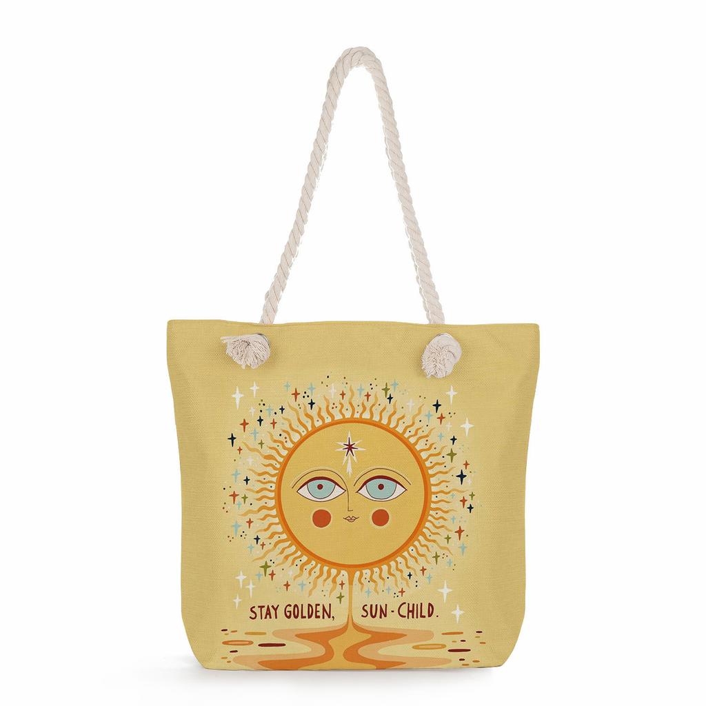 Geometric patterns print thick rope single-shoulder beach bag 7282 CLE