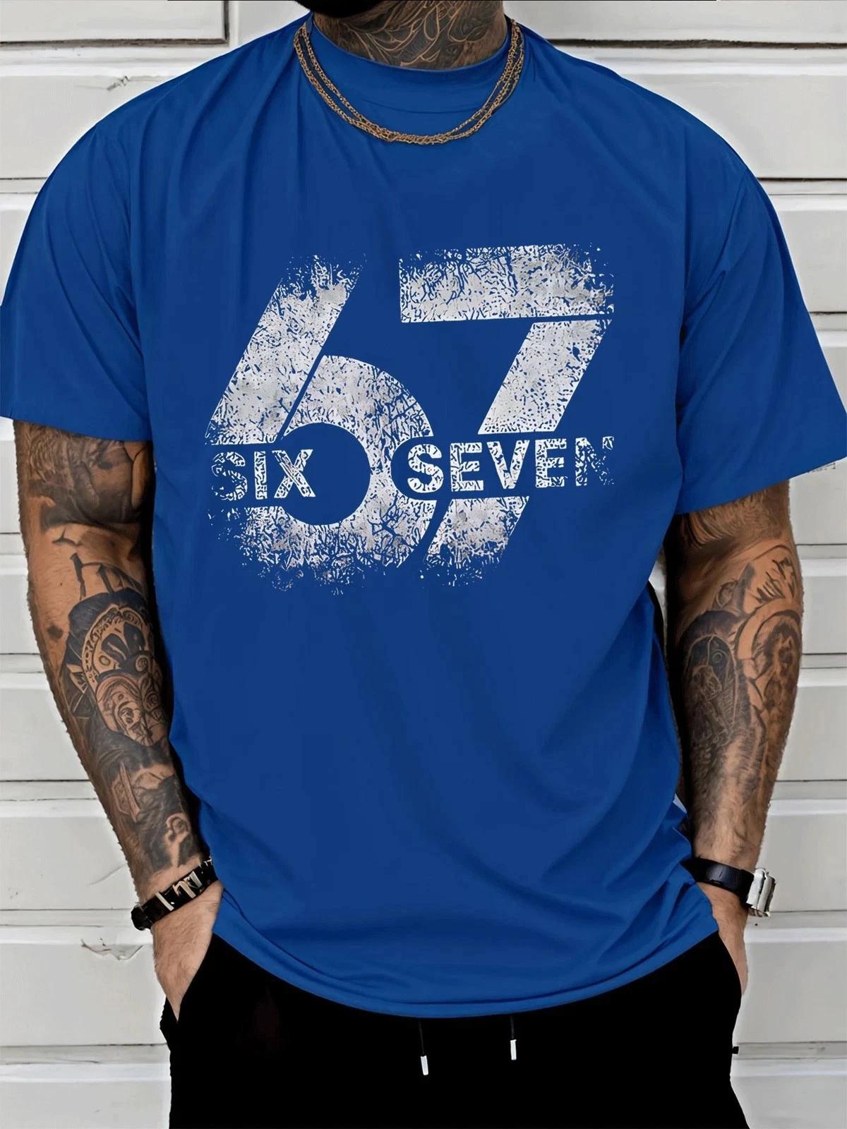 Six Seven 67 Number Graphic T- Shirt Vintage Streetwear Unisex Tee 2XL