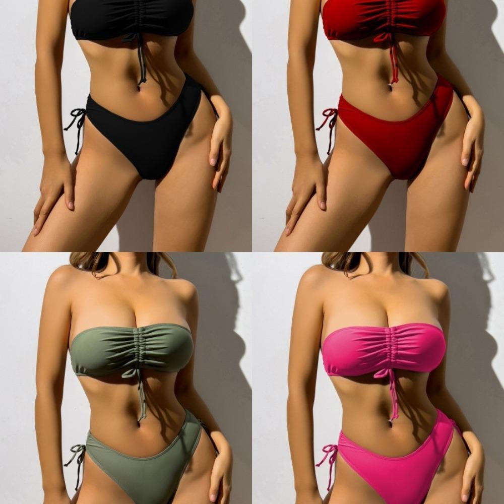 

Европейский и американский однотонный треугольный бикини, сексуальный женский купальник, бикини S
