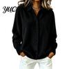 Lapel Shirt Coat Women Plush Cardigan Sweater, Long Sleeve Button Down Knit Jacket, Warm Casual Open Front Outerwear for Autumn Winter