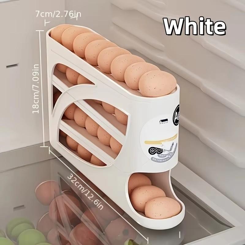 4 Tier Fridge Egg Rack Automatic Rolling Egg Holder Storage Box Container Kitchen Refrigerator Egg Dispenser Fridge Organizer