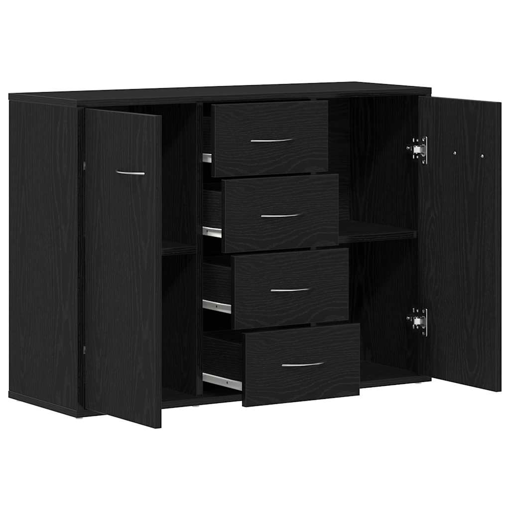 Sideboard in Black Oak Finish 88 x 30 x 64 cm Engineered Wood