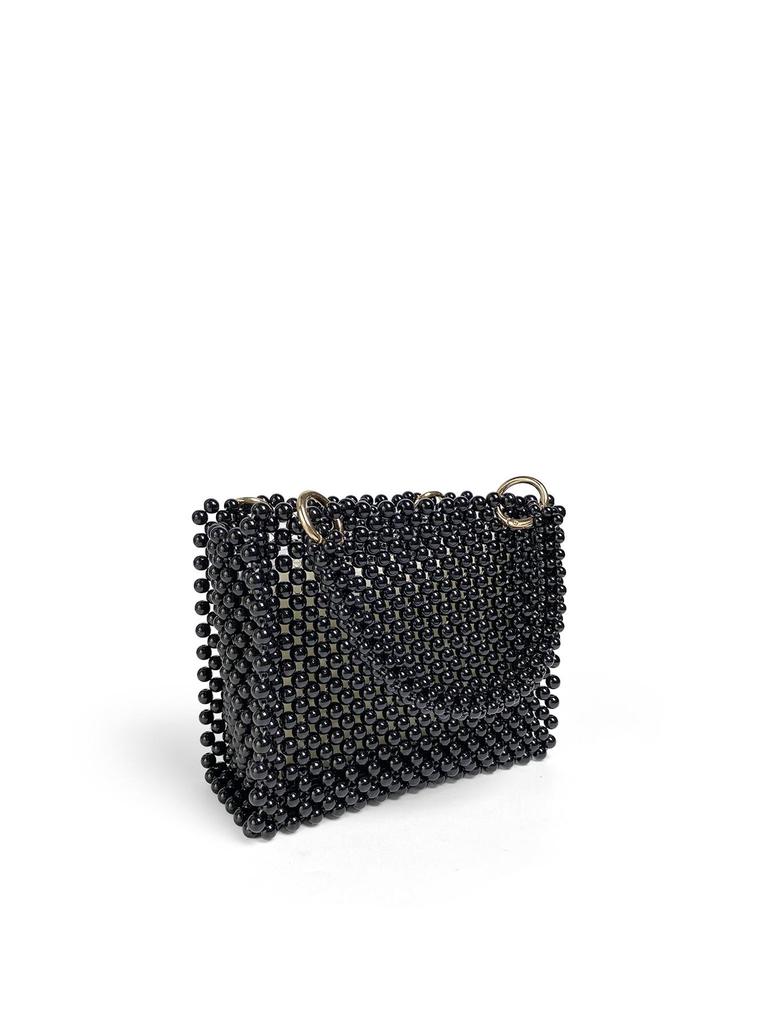 Damska torebka na ramię z czarnych pereł