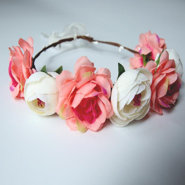 Women Girls Flower Headband Bride Flower Crown Hairband Hair Accessories Wedding Party Spring bohemia Wreath Headpiece Headwear