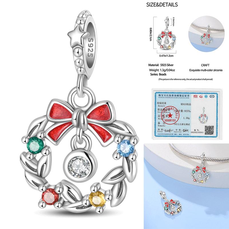 Copper Snowman Beads Wreath Christmas Bell Charm Fit 3Mm Women Bracelet Diy Accessories Christmas Gift Fine Jewelry