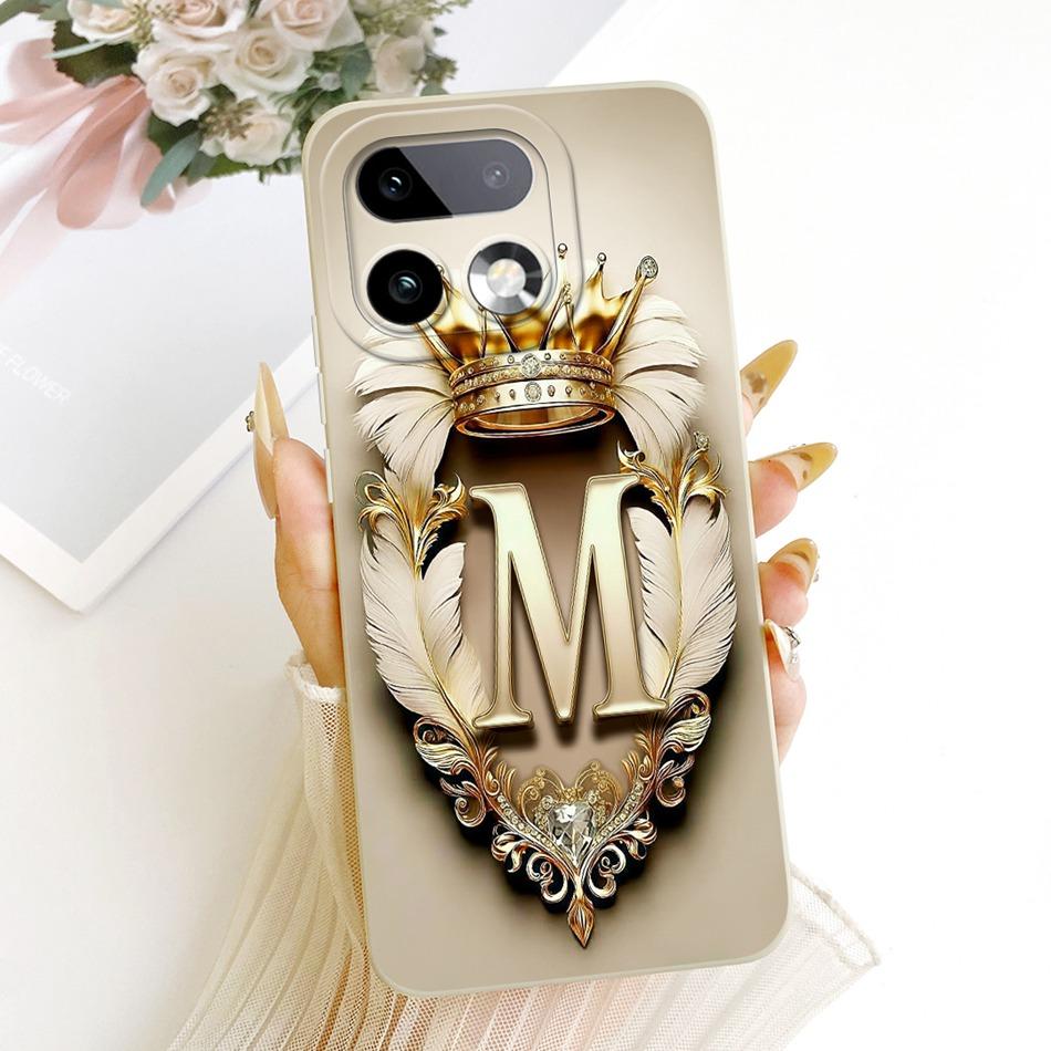 For Realme 16 Pro+ 16Pro 2026 Feather Crown Initial Letter Phone Case For Realme 16 Pro Plus 5G Soft Silicone Covers Bumpers