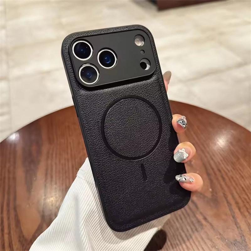For Magsafe Candy Color Litchi Texture Leather Magnetic Case for iPhone 17 Air 16 15 14 Plus 13 12 11 Pro Max Shockproof Cover