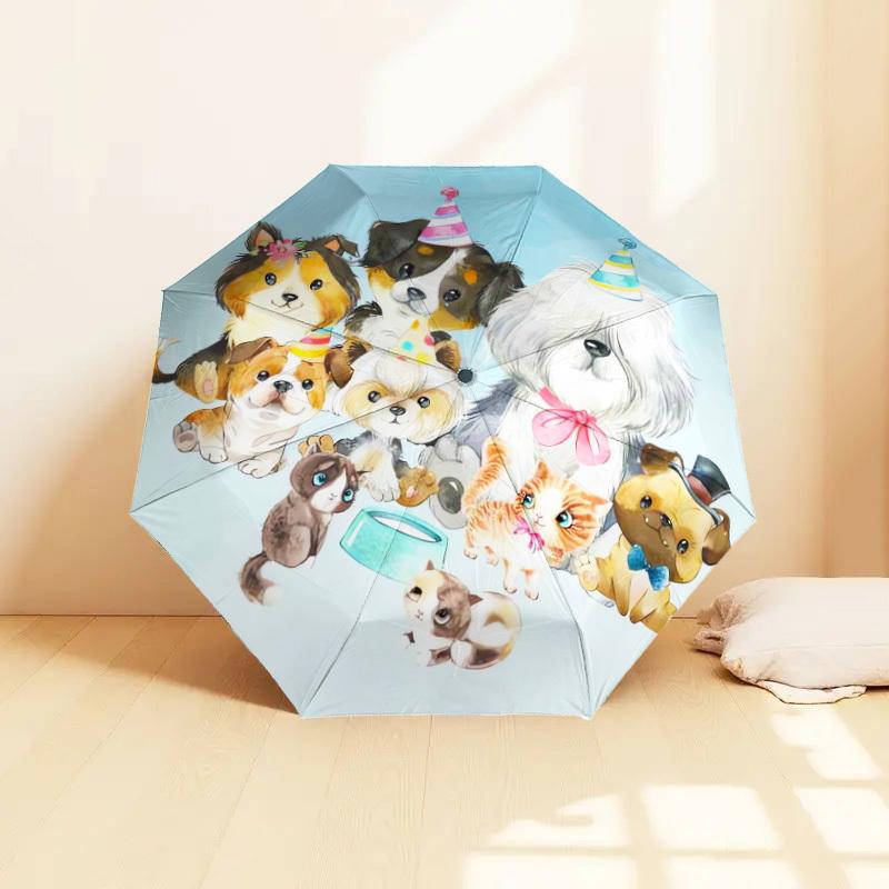 1 st Partyvalpar Mönster Liten Rese Kompakt Vindtät Paraply, Automatiskt Fällbart Paraply, Automatisk Öppning/Stängning, Gåva-82