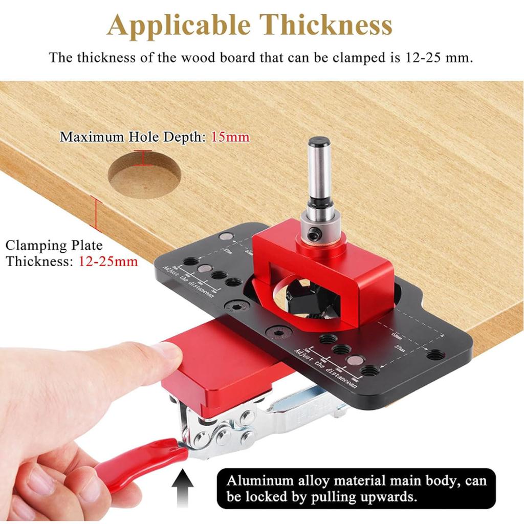 Cabinet Hinge Drilling Locator Carbide Drill Bit Door Hinge Installation Jig Quick Depth Setting 35mm for Woodworking Use