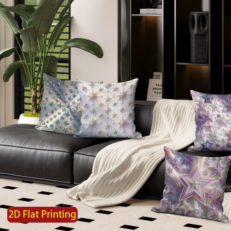 2D Shiny Starry Embossed Style Throw Pillow Cases Pattern Cushion Cover Suitable For Sofa Bedroom Car Pillow Cover