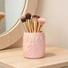Relief Floral Makeup Brush Holder, Easy Ins Style Desktop Pen Holder, Bedroom Vanity Beauty Tool Storage Box