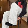 Pure Cotton Knitted Straight Line Pleated Men's Spring and Autumn American High Street Loose Wide-leg Floor Casual Trousers