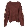 French Lazy Style Chunky Knit Cardigan with 3D Floral Crochet - Age-Reducing Autumn/Winter Sweater Coat
