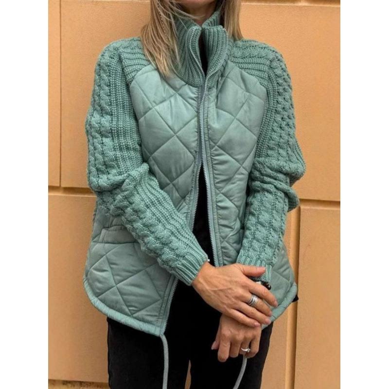 Winter Fashion Cardigan Zipper Long Sleeved Stand Up Collar Women's Coat