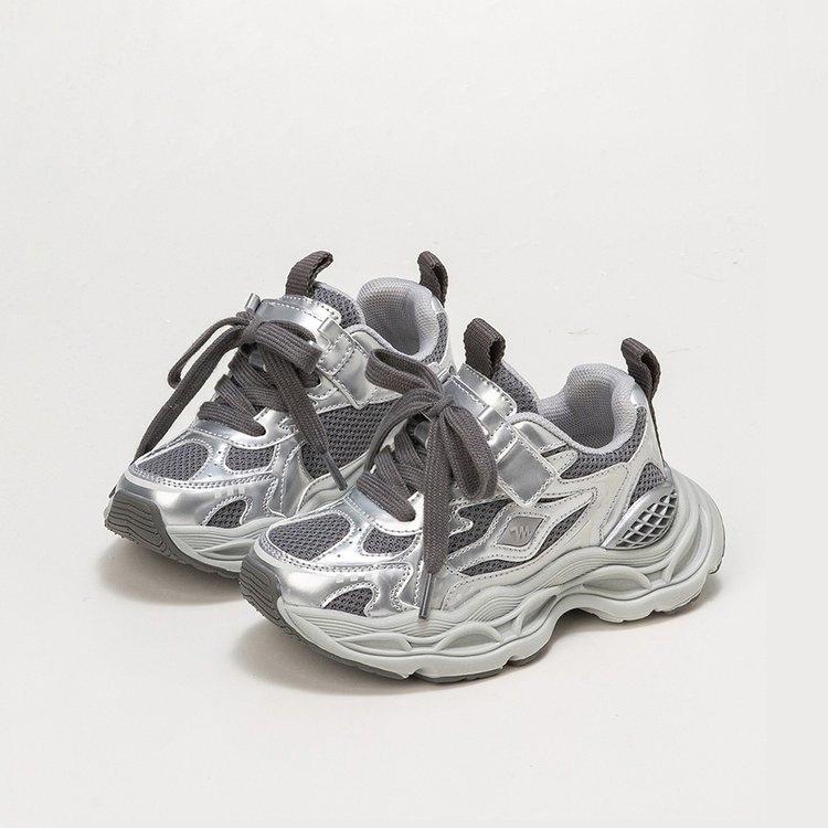 

Girls sports shoes 2025 spring and autumn new children s casual shoes boys non-slip dad shoes medium and older children s running shoes 48 pairs of 32-37 yards in a whole box сірий колір