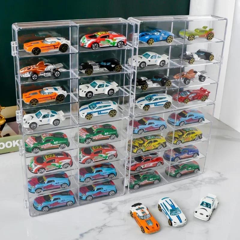 Acrylic Car Display Box 1:64 For Hot Wheels Car Model Toy 8 Grid Cabinet Rack Dustproof Stackable Car Storage Boxes Transparent
