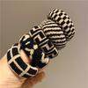 5pcs New Black and White Chessboard Style Thickened High Elasticity Jacquard Hairband Simple and Versatile
