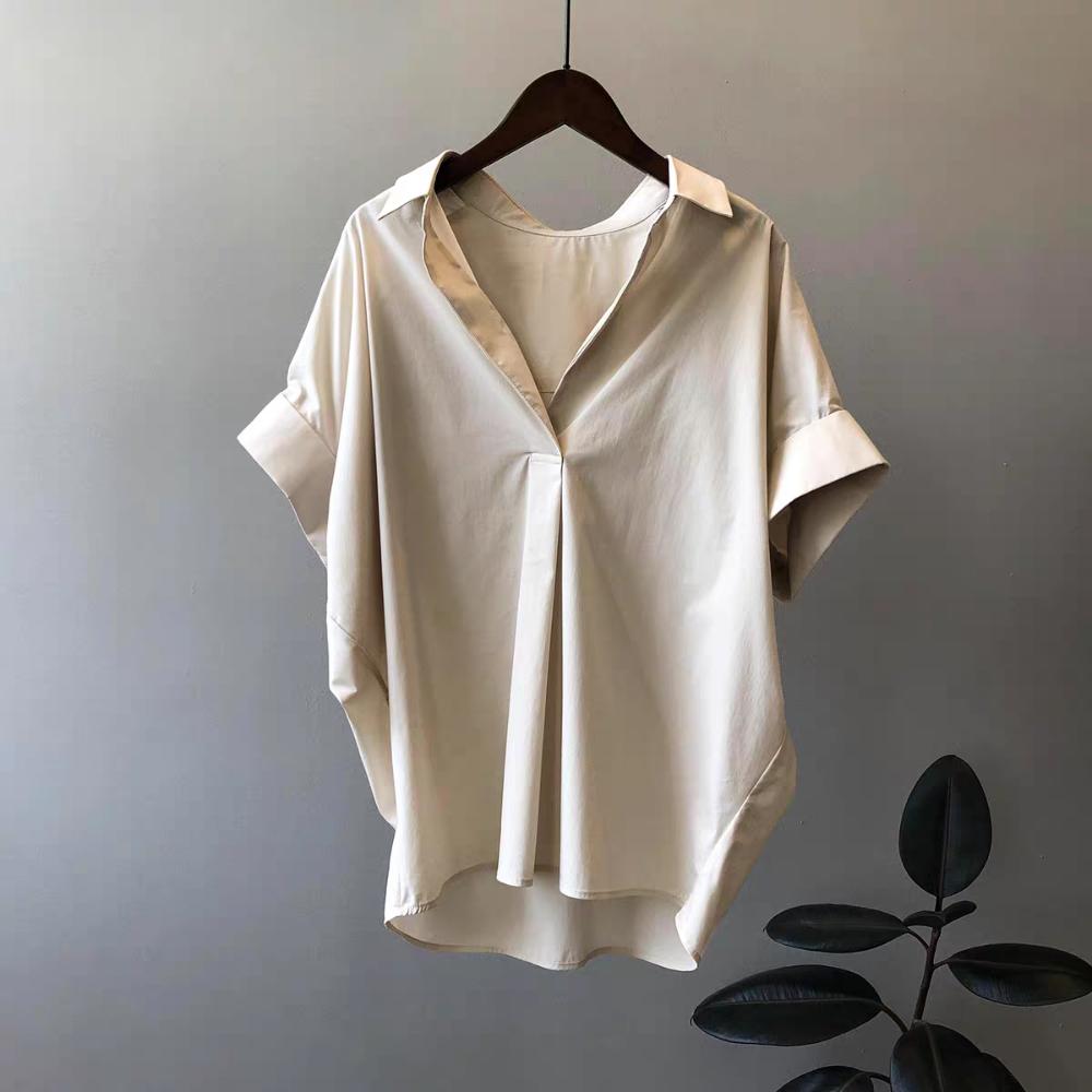 

Crop Top Short Sleeve Blouse Y2K Basic Tees Shirts Women Flip Collar T-shirt Business Outfits XL хаки