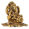 Designer Metal Lord Ganesha Statue Golden Brass Hindu God Ganesh Ganpati Sitting Idol Blessing Ganpati Sculpture for Home