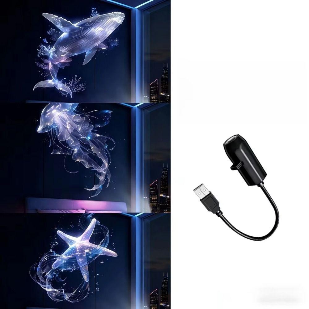 Whale LED USB Projector Light Portable Design Marine Projection Lamp  Bedroom Decor