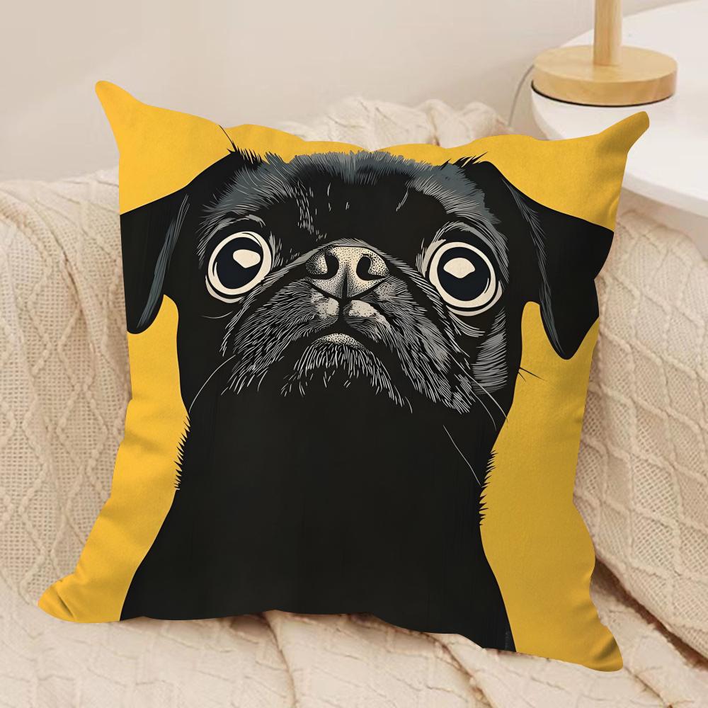Dog Cushion Cover Soft Plush Fabric DoubleSided Printed Cushion Covers for All Seasons Modern HomeDecor Gift