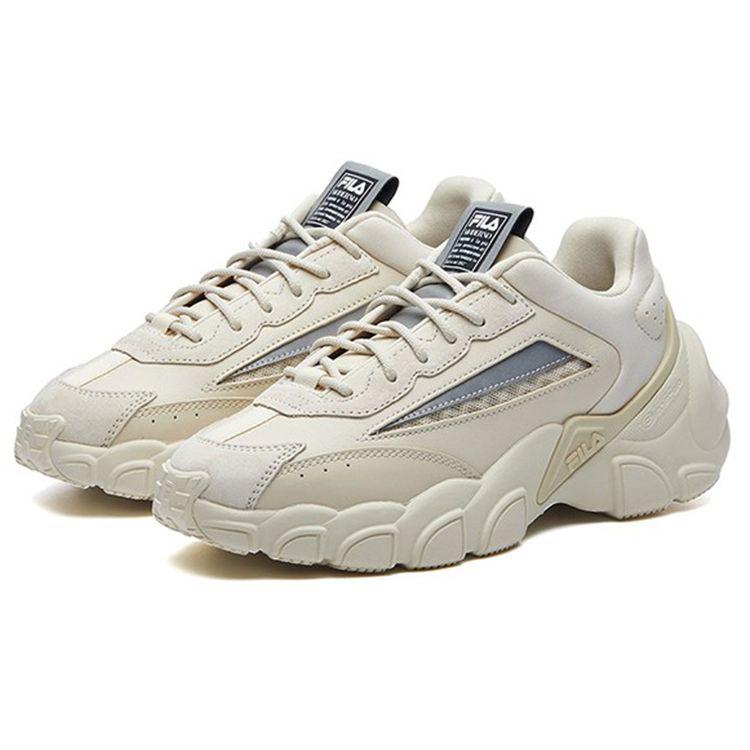 FILA Smasher Fabric Two-Layer Cowhide Comfortable Versatile Low-Top Dad Shoes Women sneaker Beige F12W134144FAN
