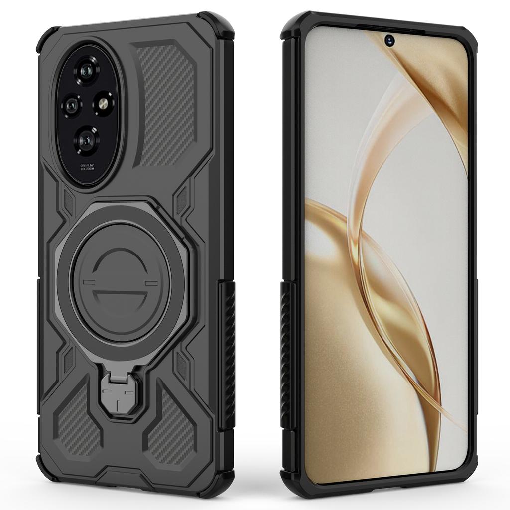 For Honor 200 5G Magnetic Case Rotating Metal Kickstand Shockproof PC+TPU Phone Back Cover