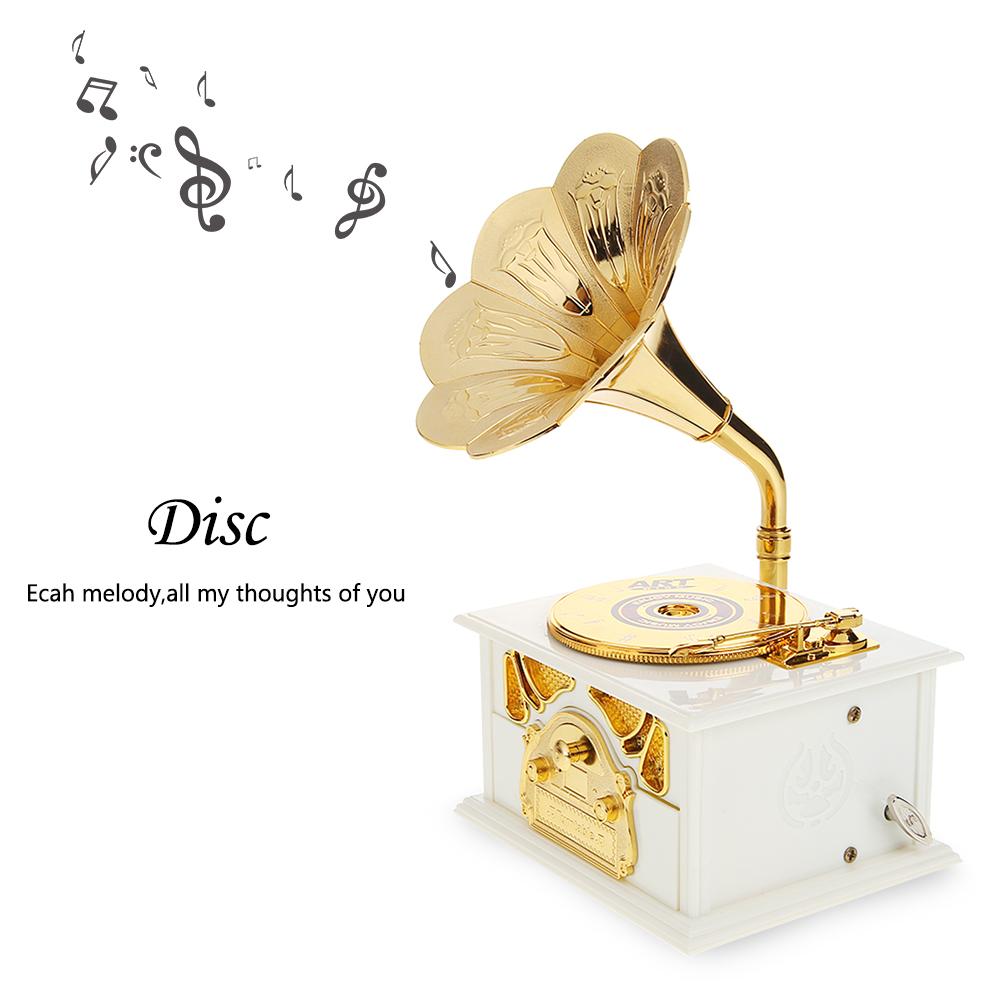 Hand Crank Music Box Creative Retro Musical Box Exquisite Manual Classic Antique Wooden Eco-friendly for Friends Kids Boys Girls