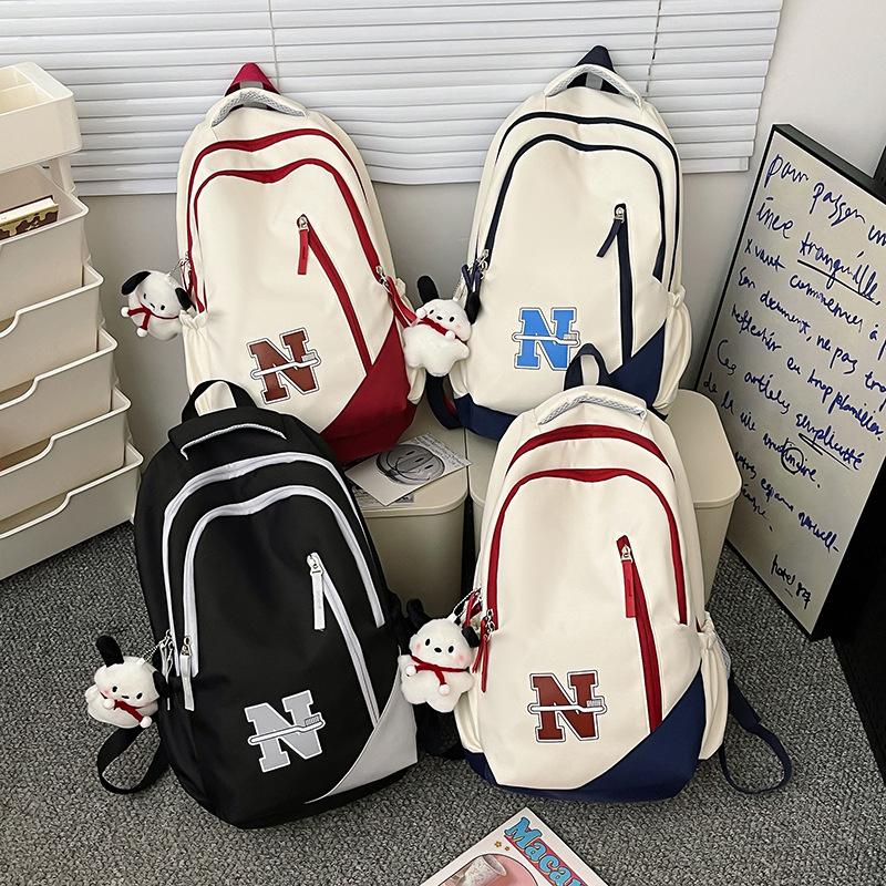 

Backpack, new schoolbag, fashionable large-capacity contrasting color backpack, college student personalized bag