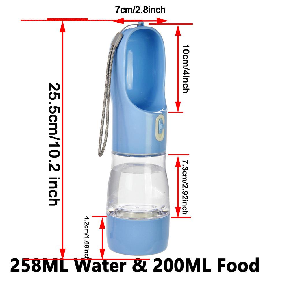 2 In 1 Portable Dog Water Bottle Cup PET Material Traveling Drinking Pet Bowl Outside Feeding Puppy Water Container with Strip