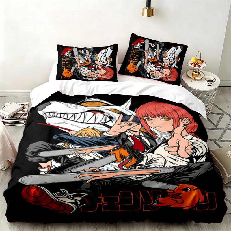 Chainsaw Man 3pc Set Perfect for Bedroom Use Comfortable Bedding Set Includes a Duvet Cover and Two Pillowcases Ideal Birthday or Christmas Gift