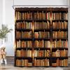 Vintage Bookshelf Library Shower Curtain Bookcase Books Retro Study Bathroom Decor Wizard Magic Room Polyester Bathtub Curtain