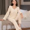 2025 Paar-Pyjamas: Damen Gold Samt Langarm & Herren Fleecegefütterte Koreanischer Stil Homewear