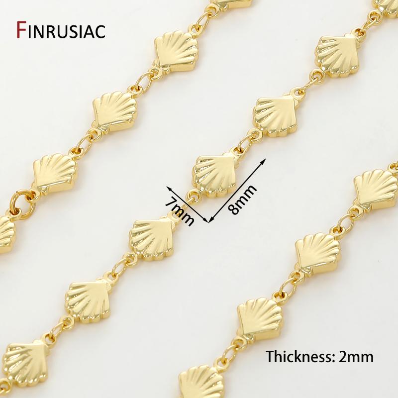 

7*8mm 18K Gold Plated Brass Shell Shape Charm Chains For Jewelry,Bulk Chains for DIY Necklace Bracelet Making Accessories 0.5 meter